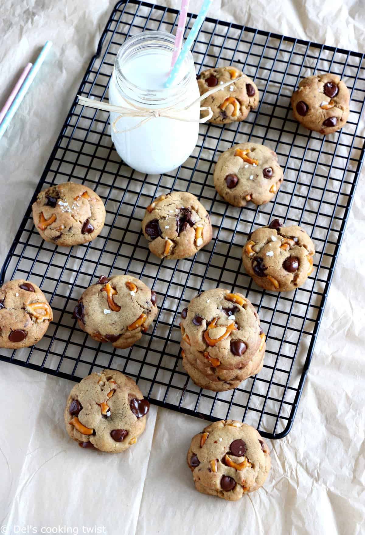 Salted Pretzel Chocolate Chip Cookies