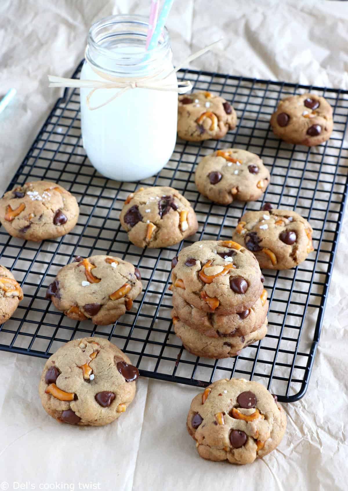 Salted Pretzel Chocolate Chip Cookies