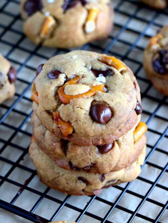 Salted Pretzel Chocolate Chip Cookies