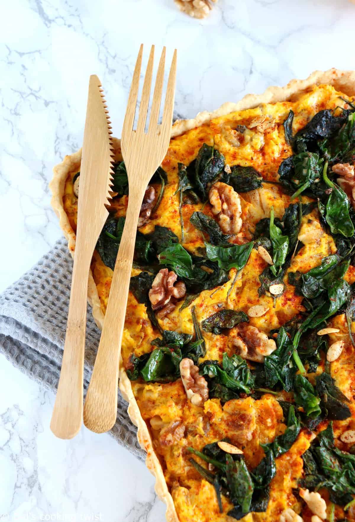 Pumpkin Spinach Goat Cheese Quiche