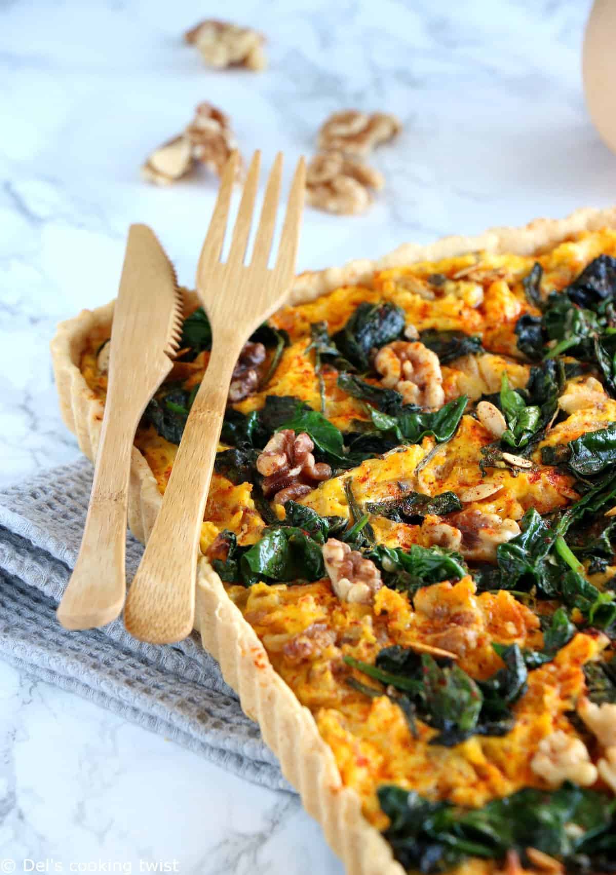 Pumpkin Spinach Goat Cheese Quiche