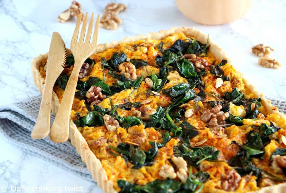 Pumpkin Spinach Goat Cheese Quiche