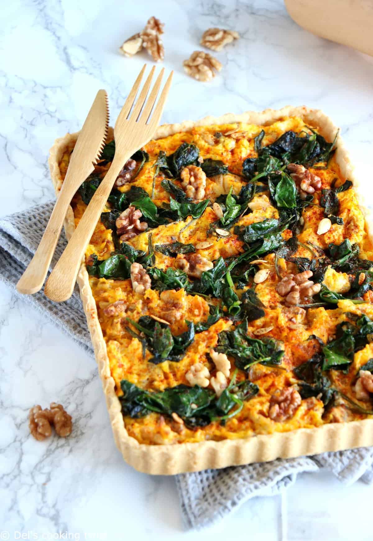 Pumpkin Spinach Goat Cheese Quiche