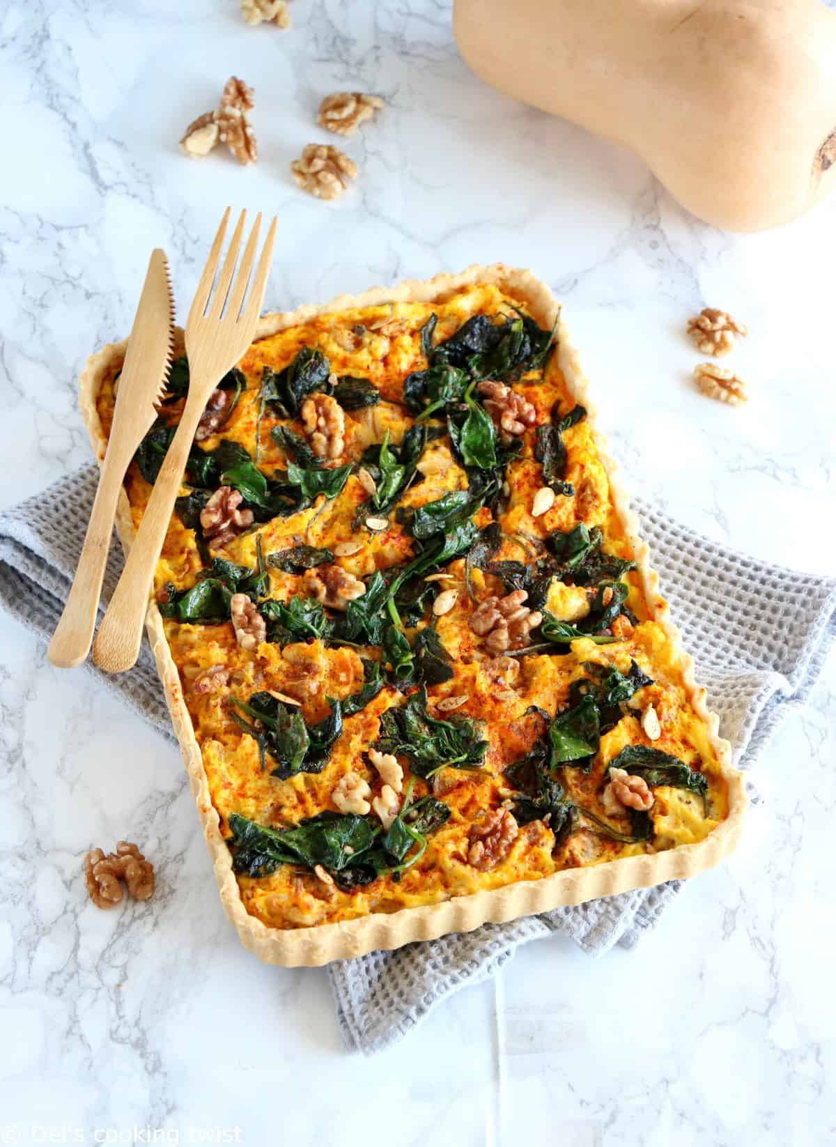 Pumpkin Spinach Goat Cheese Quiche