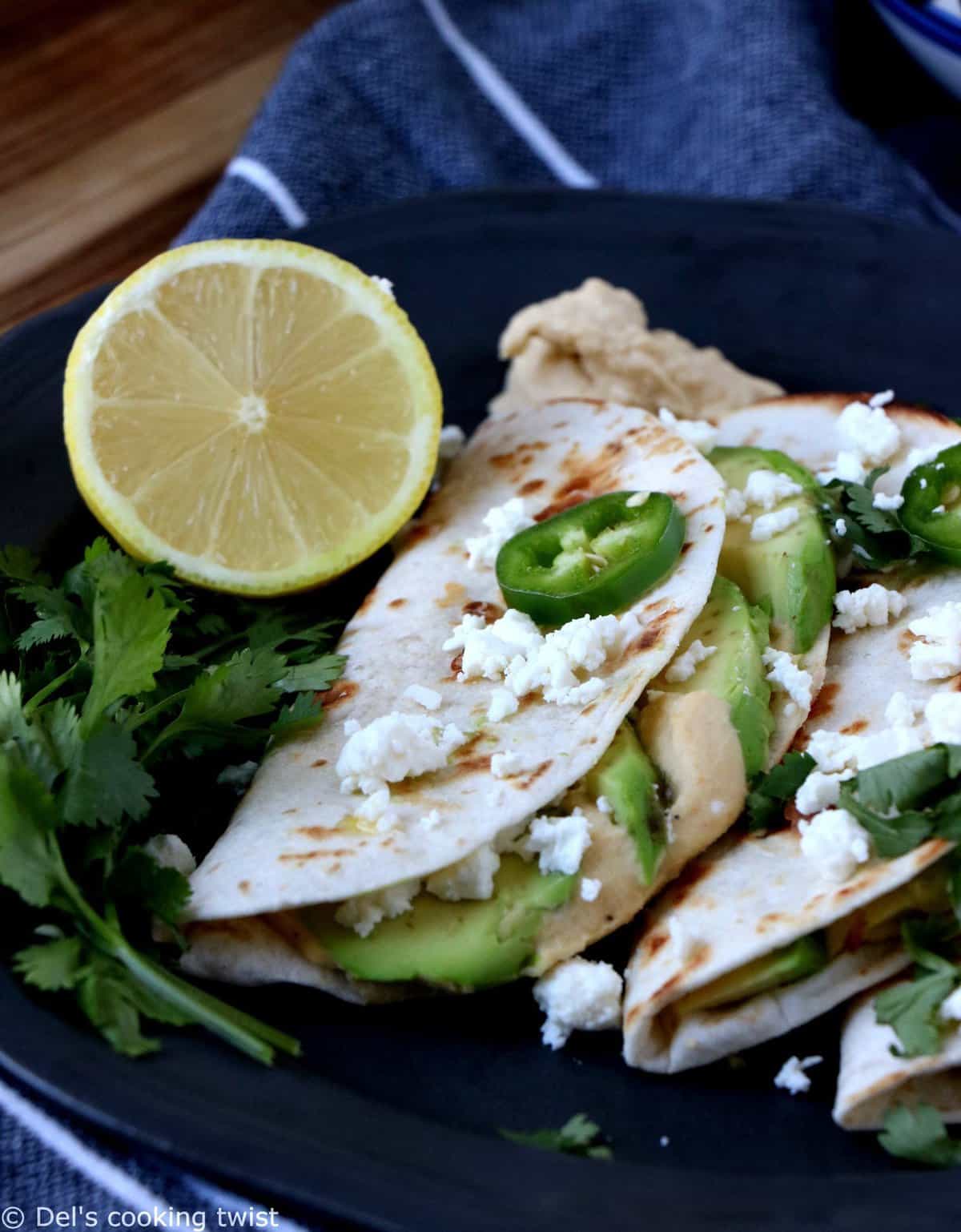 Avocado Hummus Quesadillas