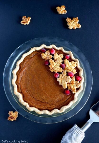 This classic pumpkin pie recipe features a flaky pie crust and a smooth pumpkin filling bursting with pumpkin spice flavors. Using wholesome ingredients only, it's the ultimate Thanksgiving dessert!