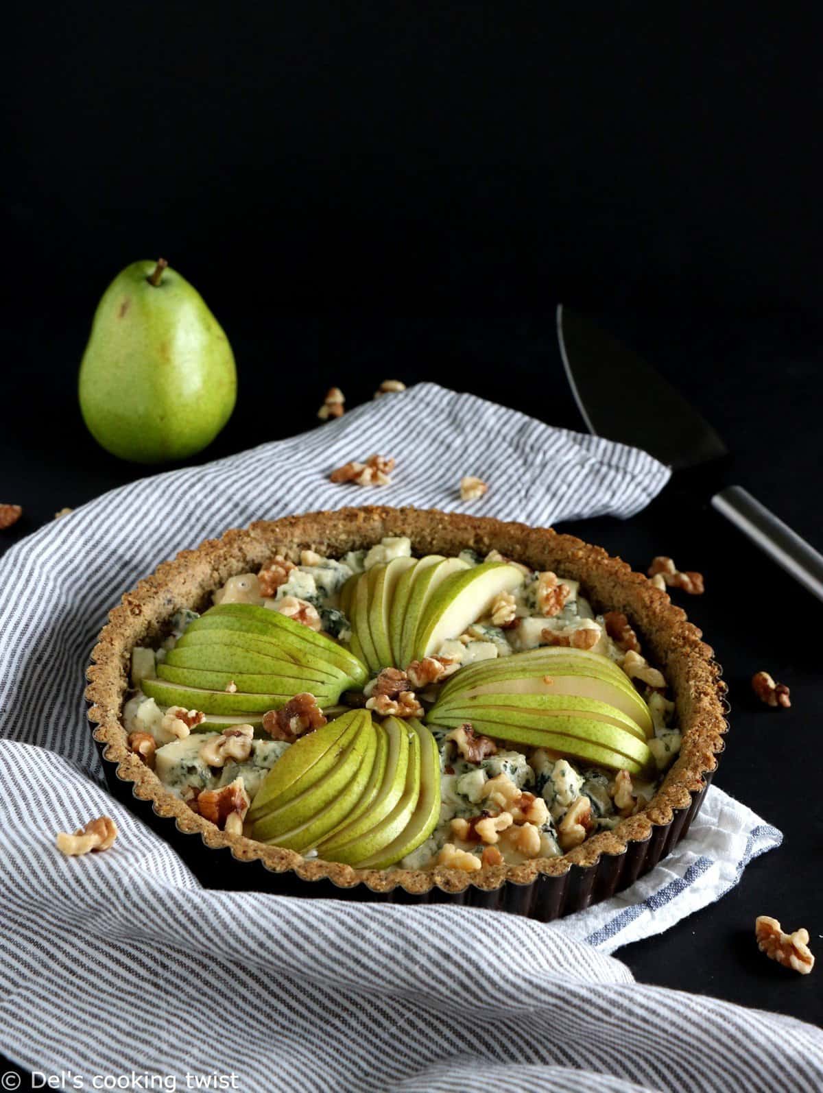Pear and Blue Cheese Pie with a Walnut Crust