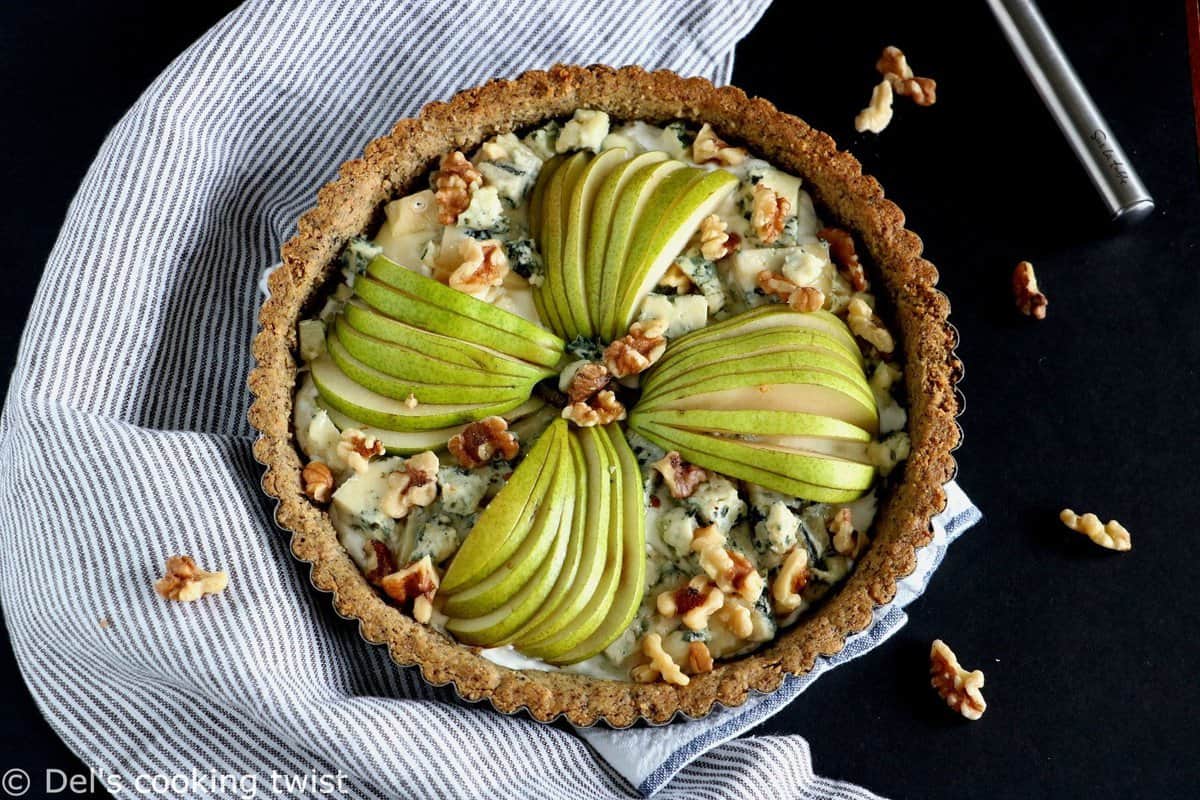 Pear and Blue Cheese Pie with a Walnut Crust