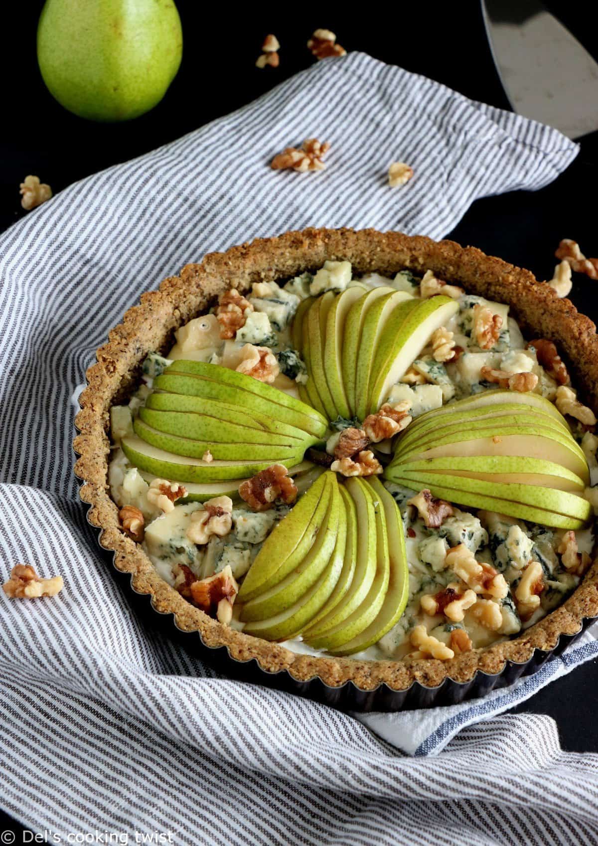 Pear and Blue Cheese Pie with a Walnut Crust