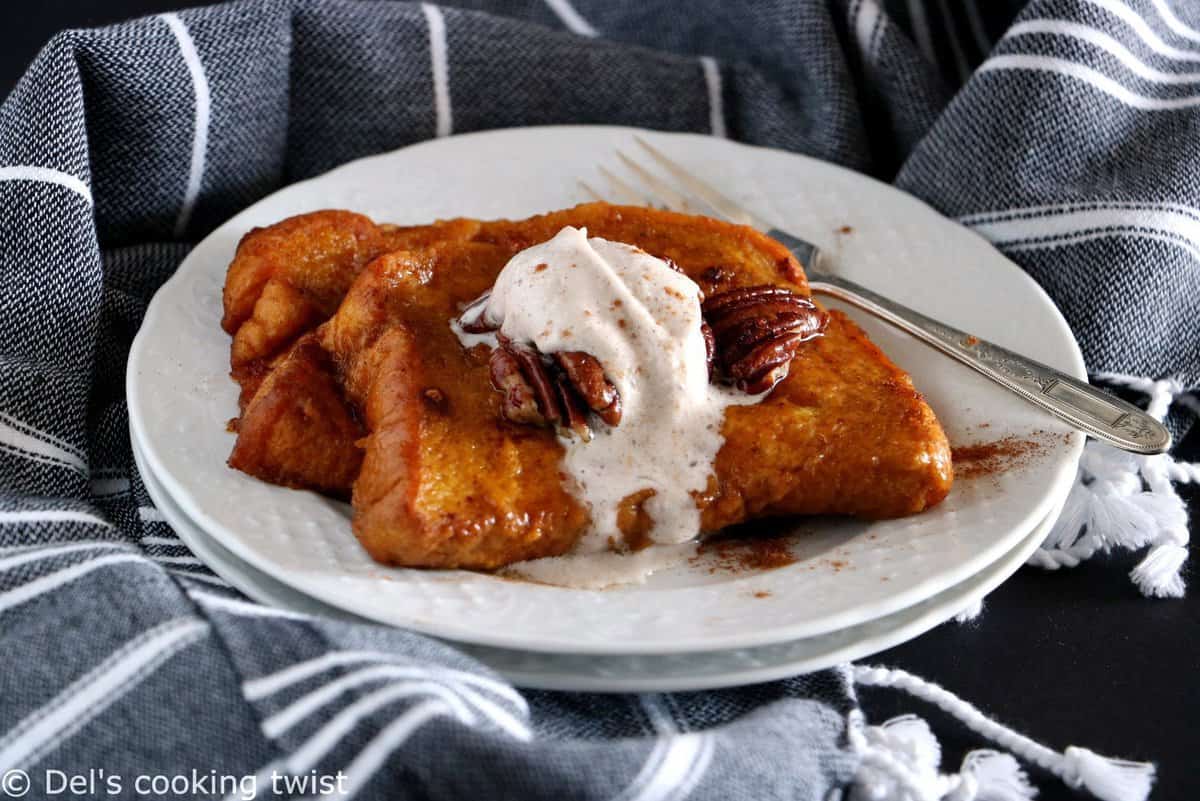 Pain perdu à la citrouille et chantilly aux épices chai (vegan)