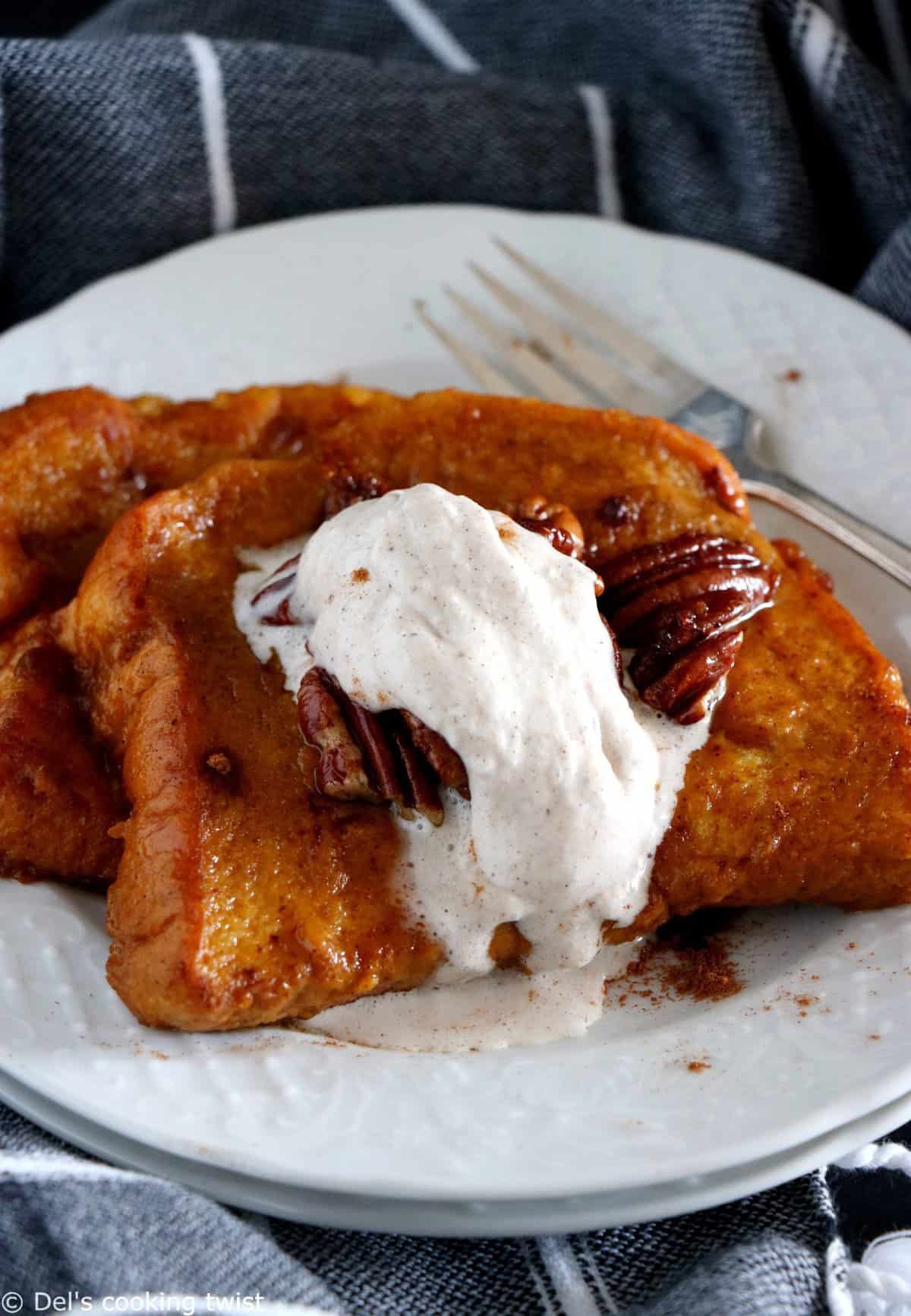 Pain perdu à la citrouille et chantilly aux épices chai (vegan)