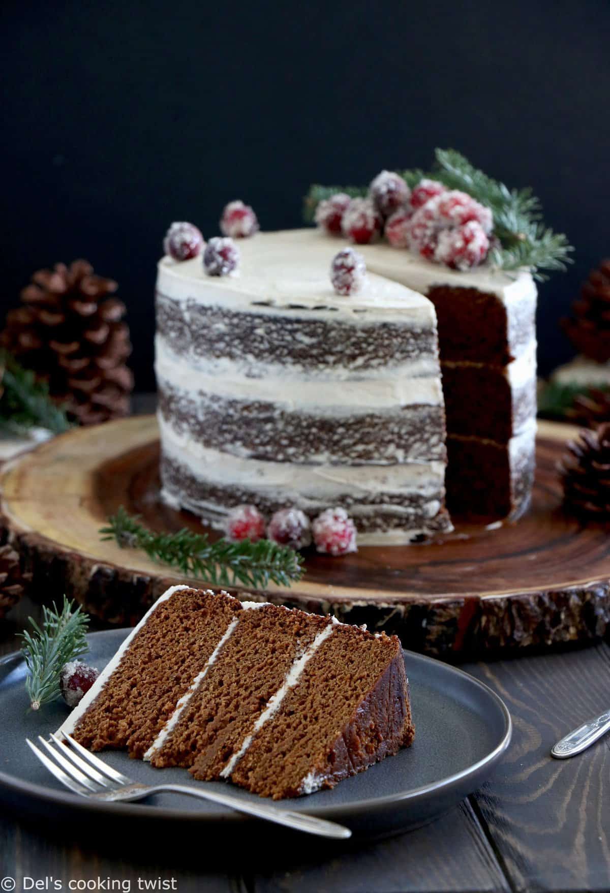 Vegan Gingerbread Naked Cake au Caramel