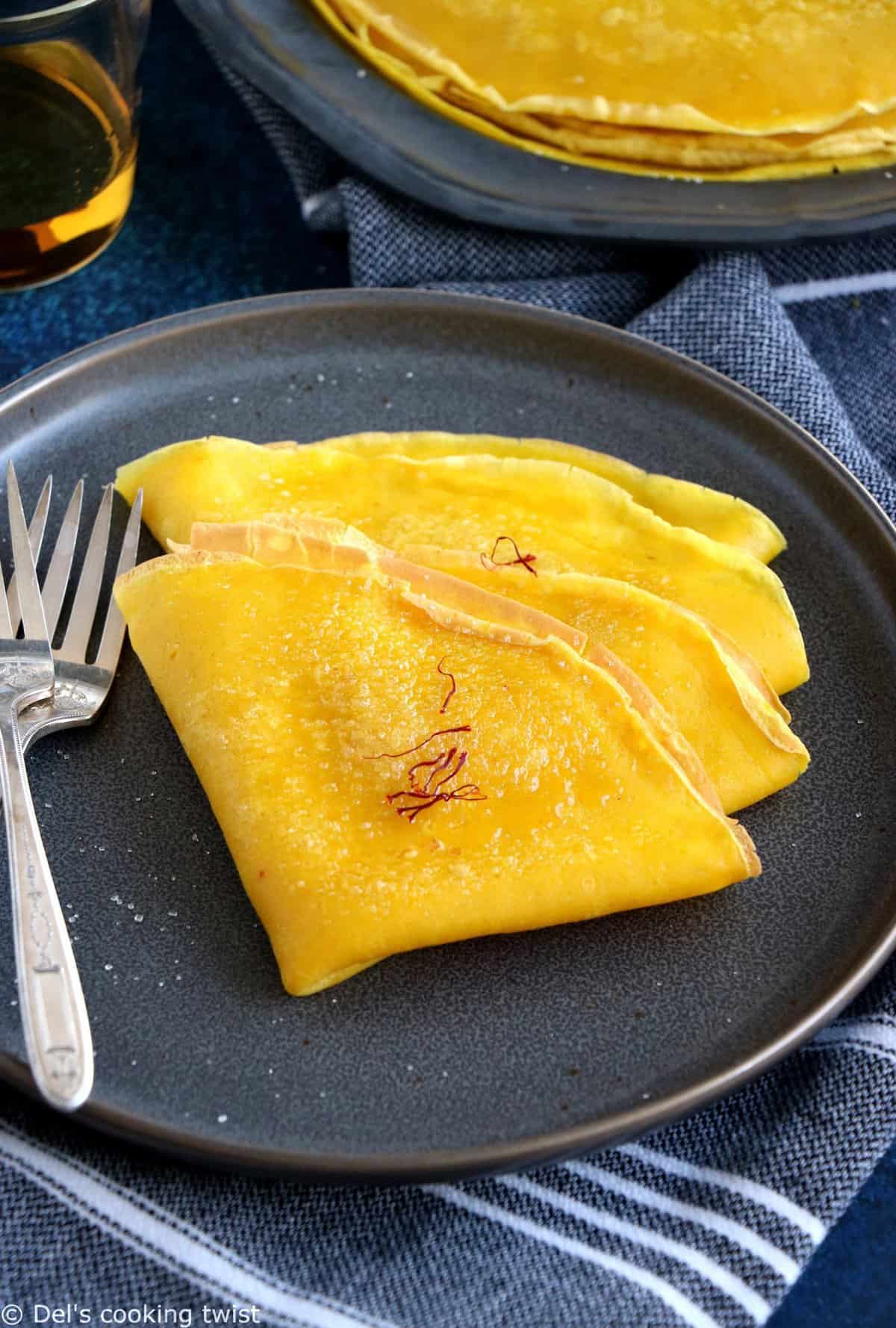 Crêpes au safran et au rhum