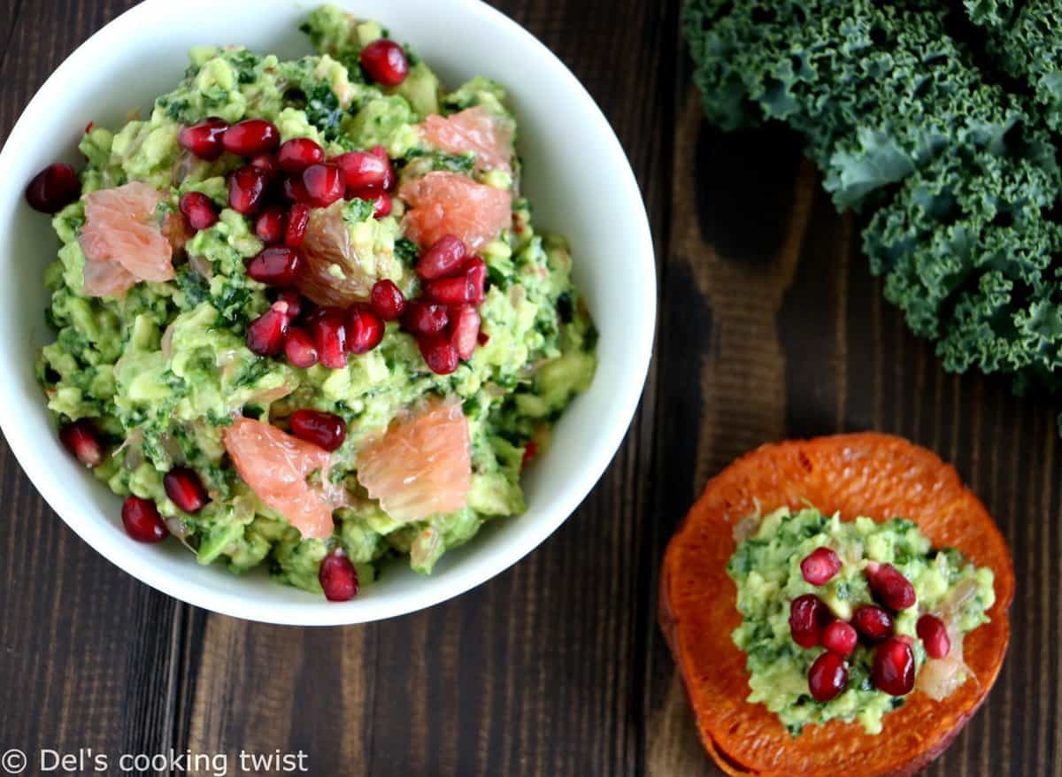 Toasts de patates douces et guacamole au chou kale