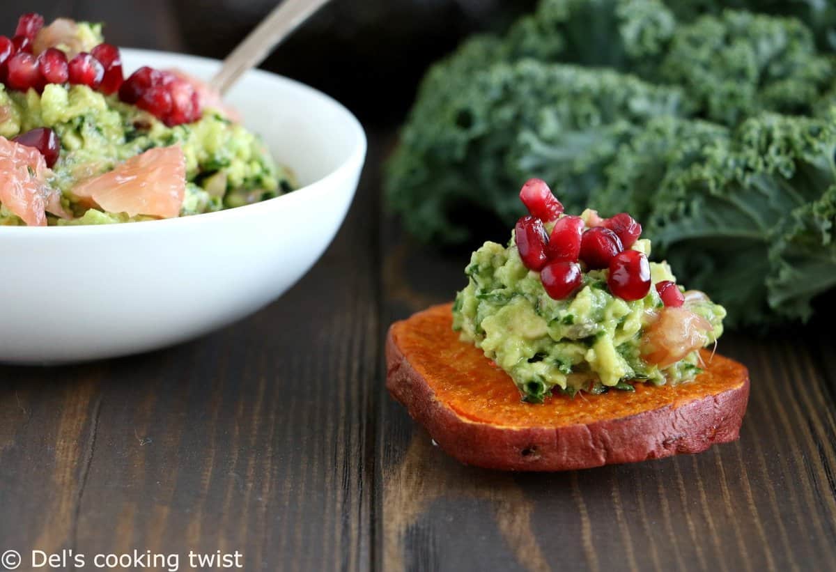 Toasts de patates douces et guacamole au chou kale