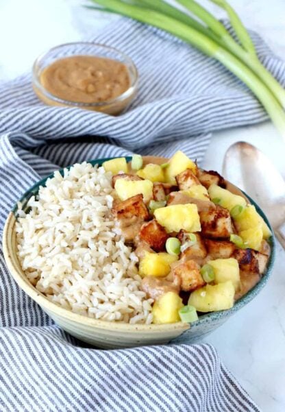 Creamy Peanut Butter Tofu Pineapple Rice