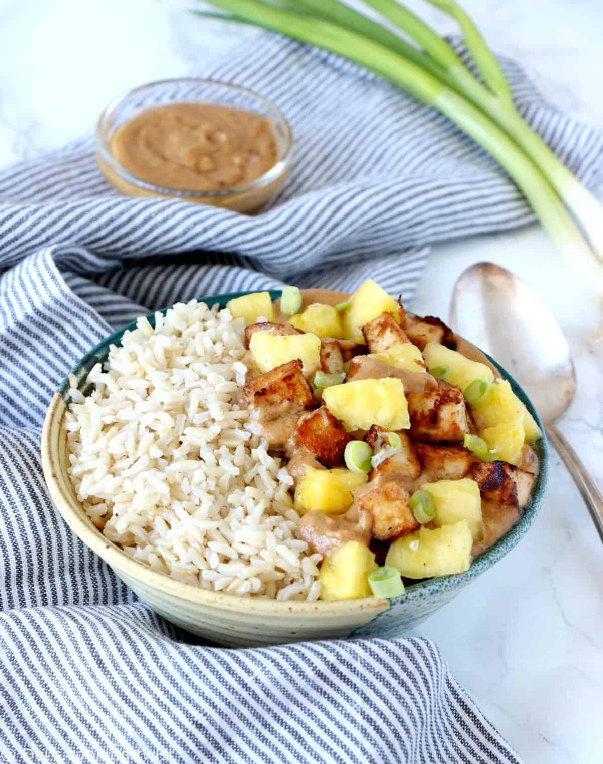 Creamy Peanut Butter Tofu Pineapple Rice