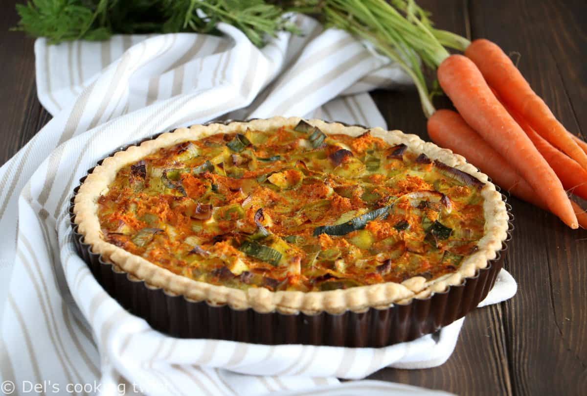 Quiche poireaux-carottes épicée au curry