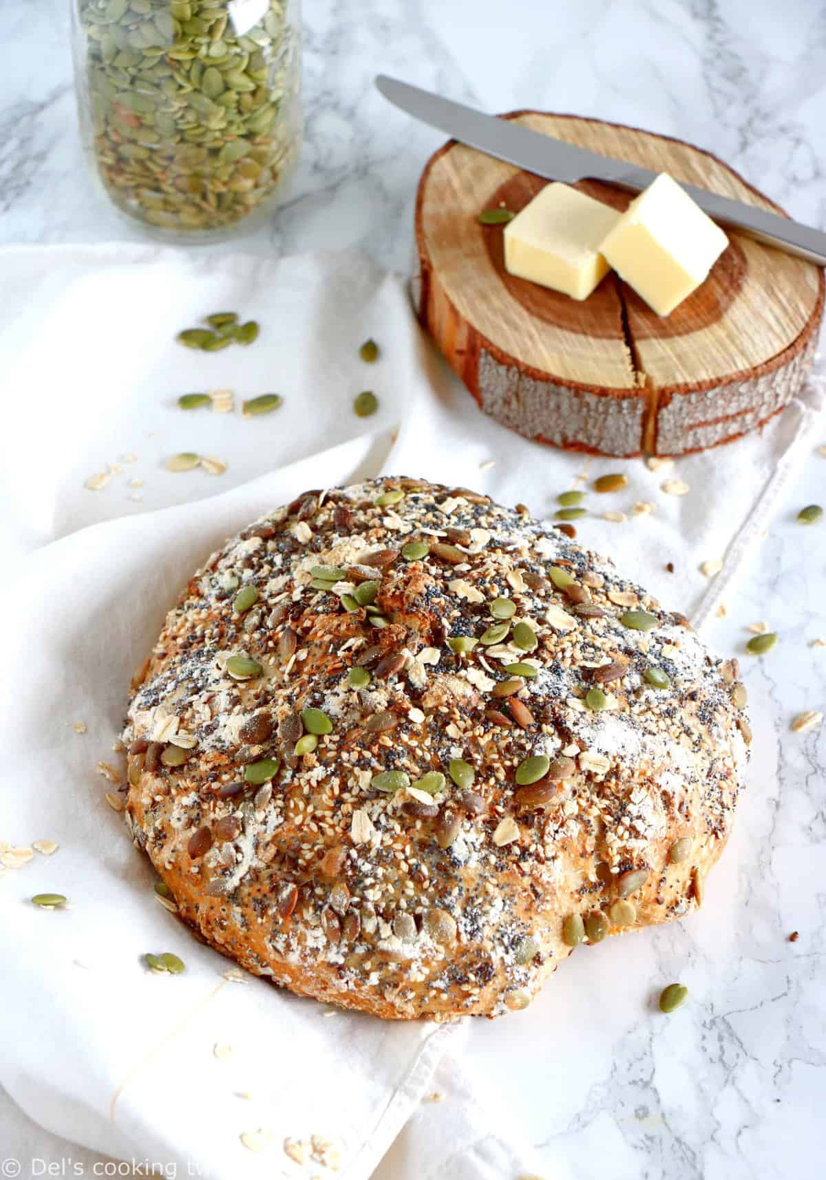 Multiseed No-Knead Bread