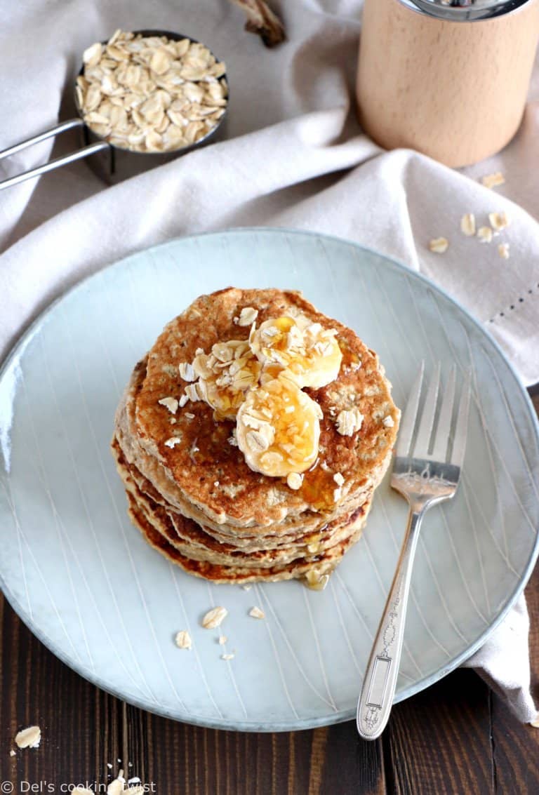 Pancakes express banane et flocons d