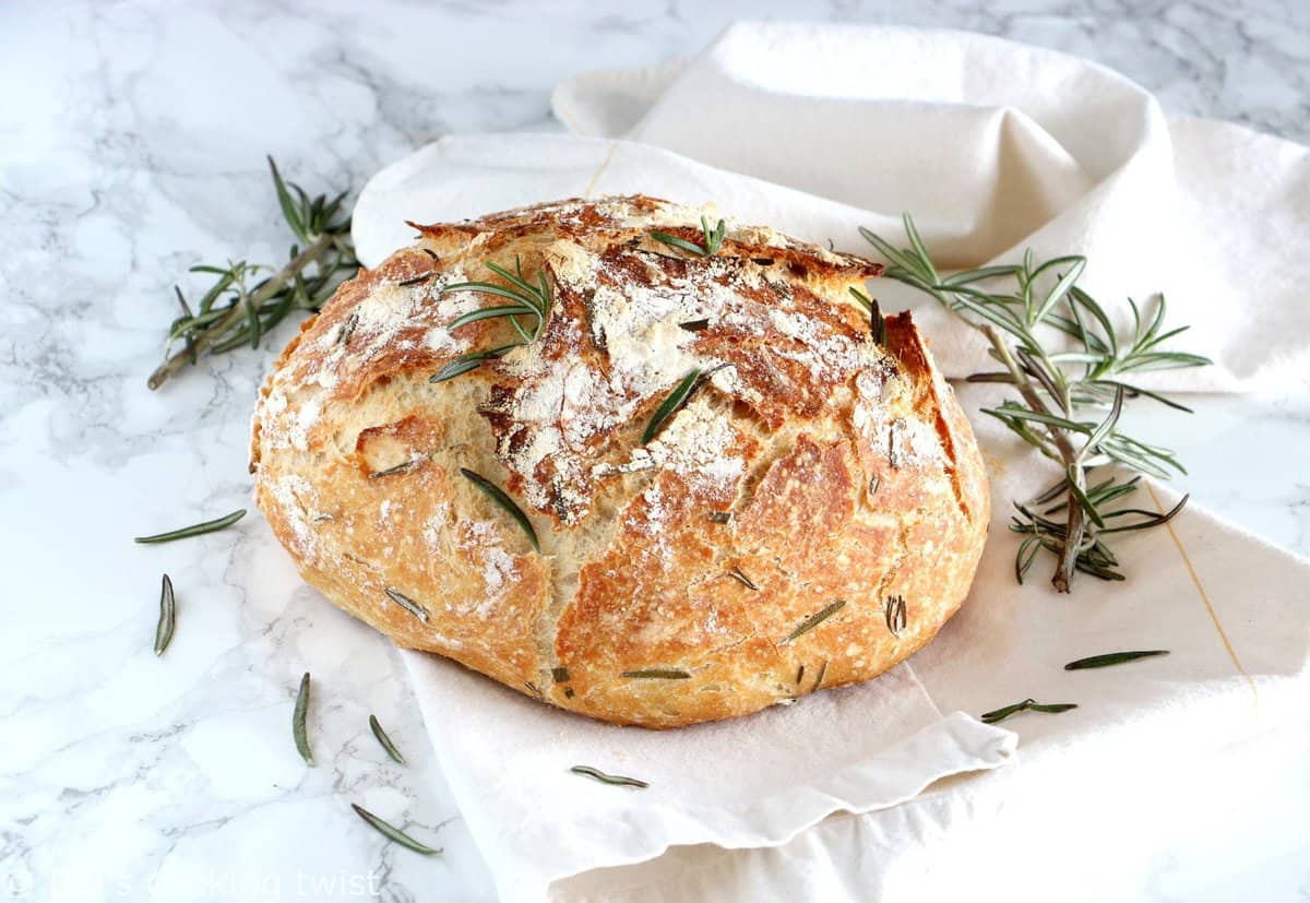 Rosemary Green Olives No Knead Bread