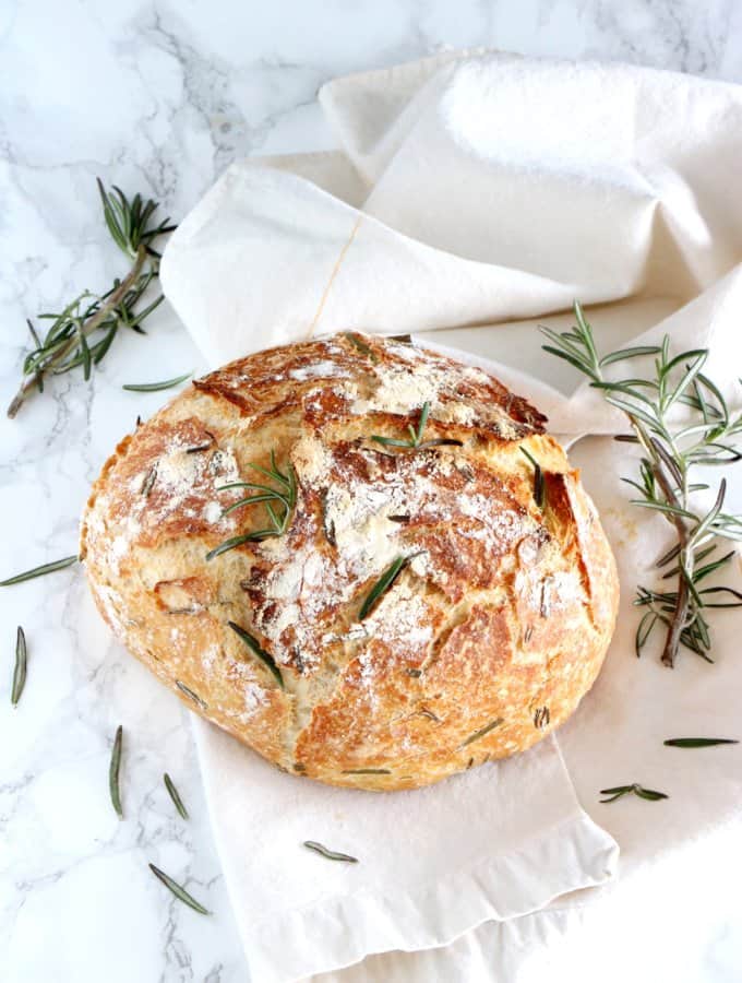 Rosemary Green Olives No Knead Bread