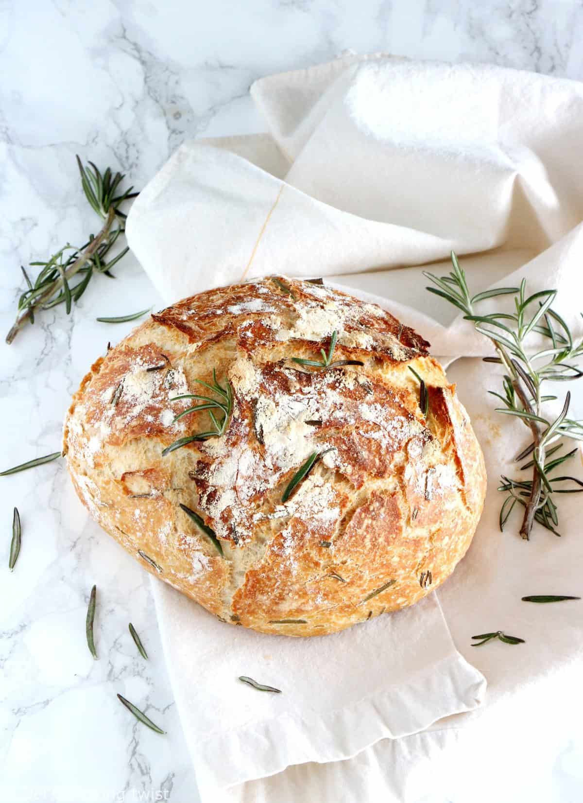 Rosemary Green Olives No Knead Bread