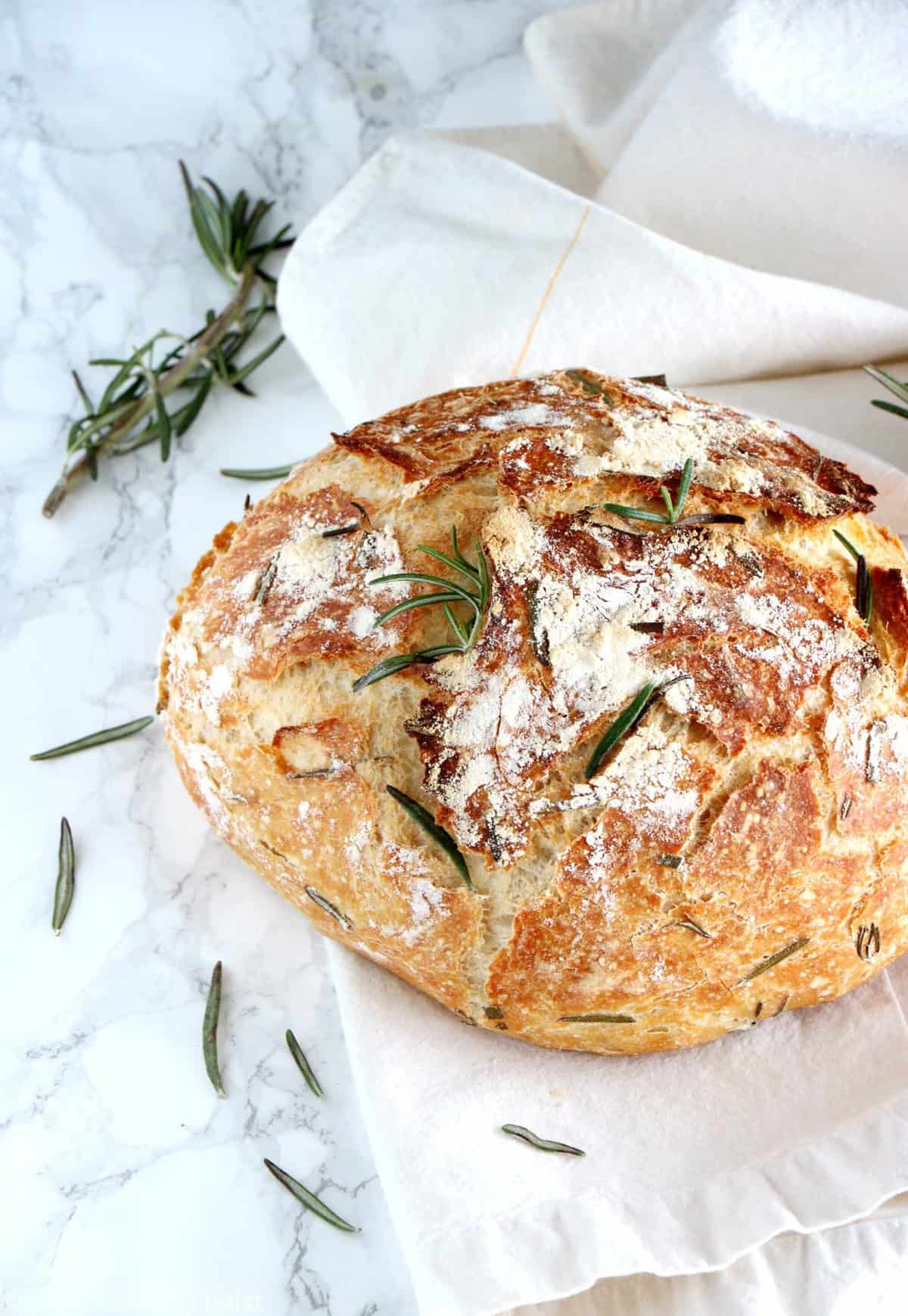 Rosemary Green Olives No Knead Bread