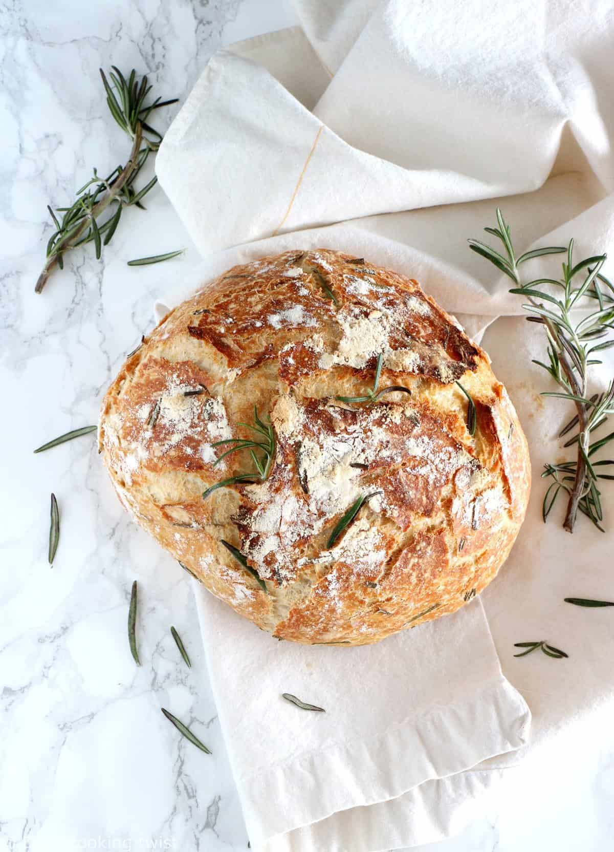 Rosemary Green Olives No Knead Bread