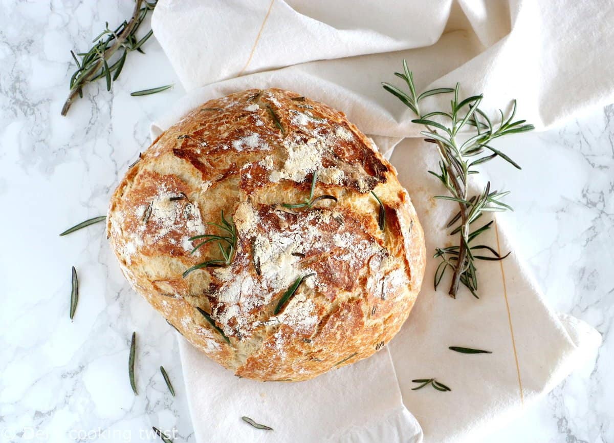 Rosemary Green Olives No Knead Bread