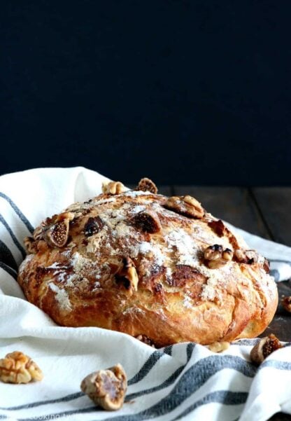 Rustic Fig and Walnut No Knead Bread