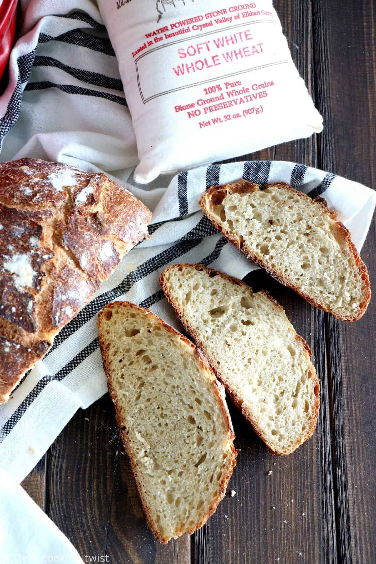 Whole Wheat No-Knead Bread