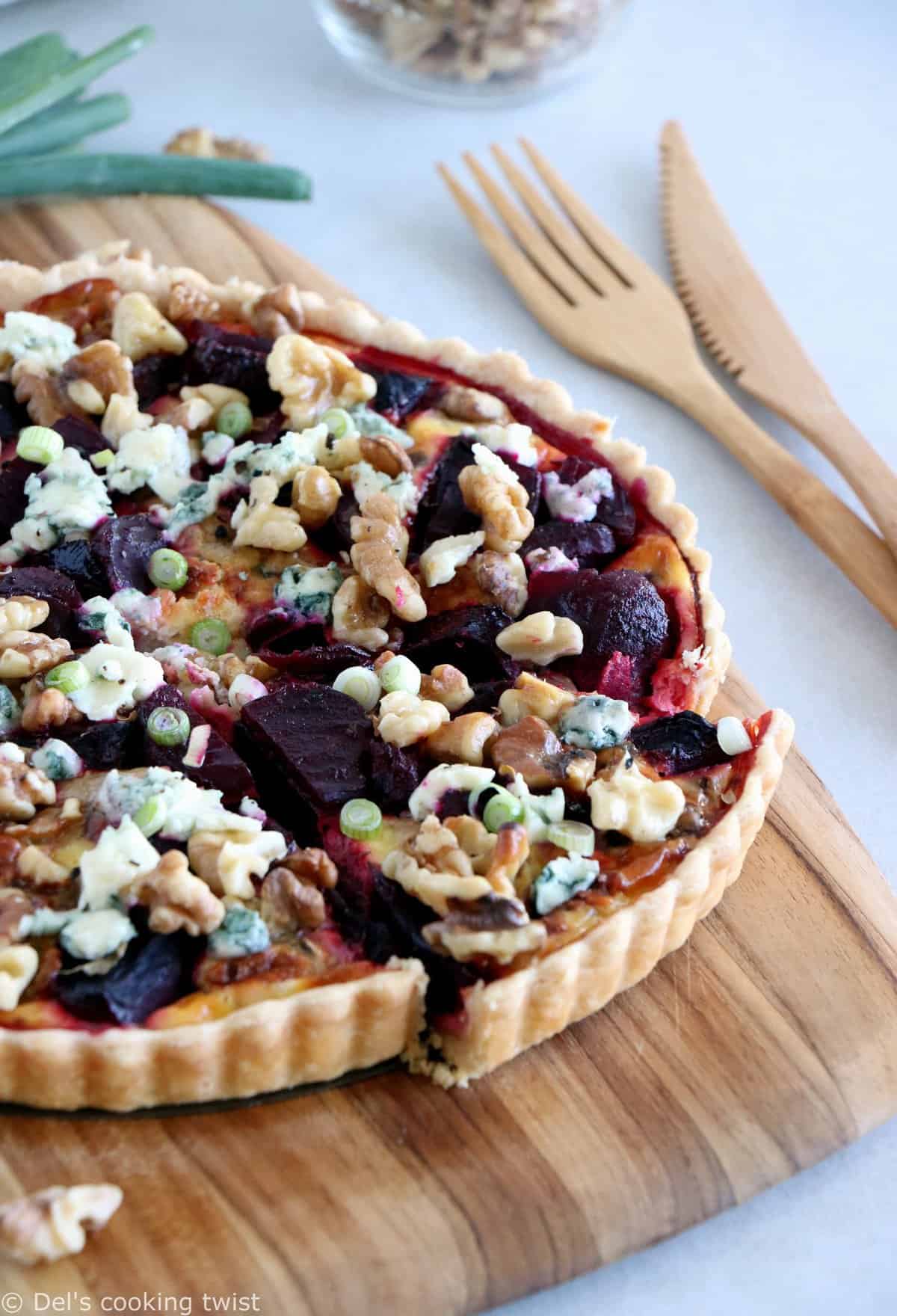 Beetroot Walnut and Blue Cheese Tart