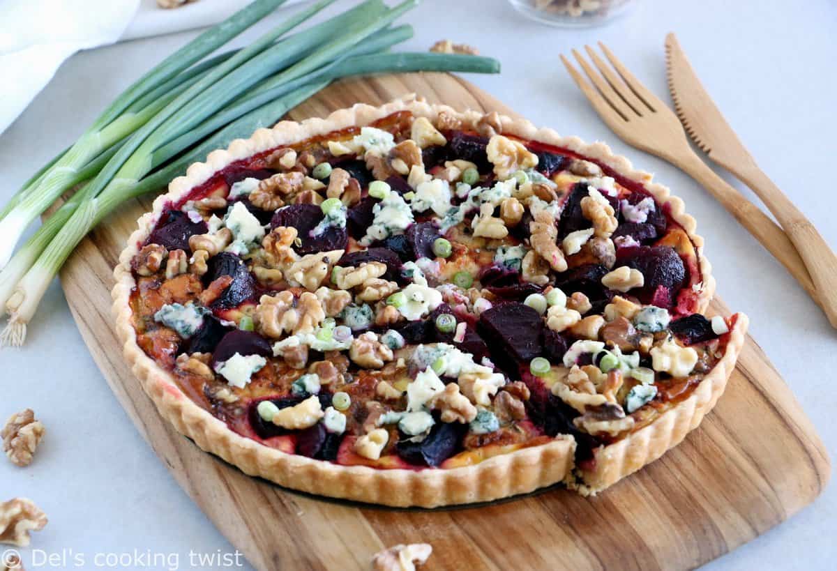 Beetroot Walnut and Blue Cheese Tart