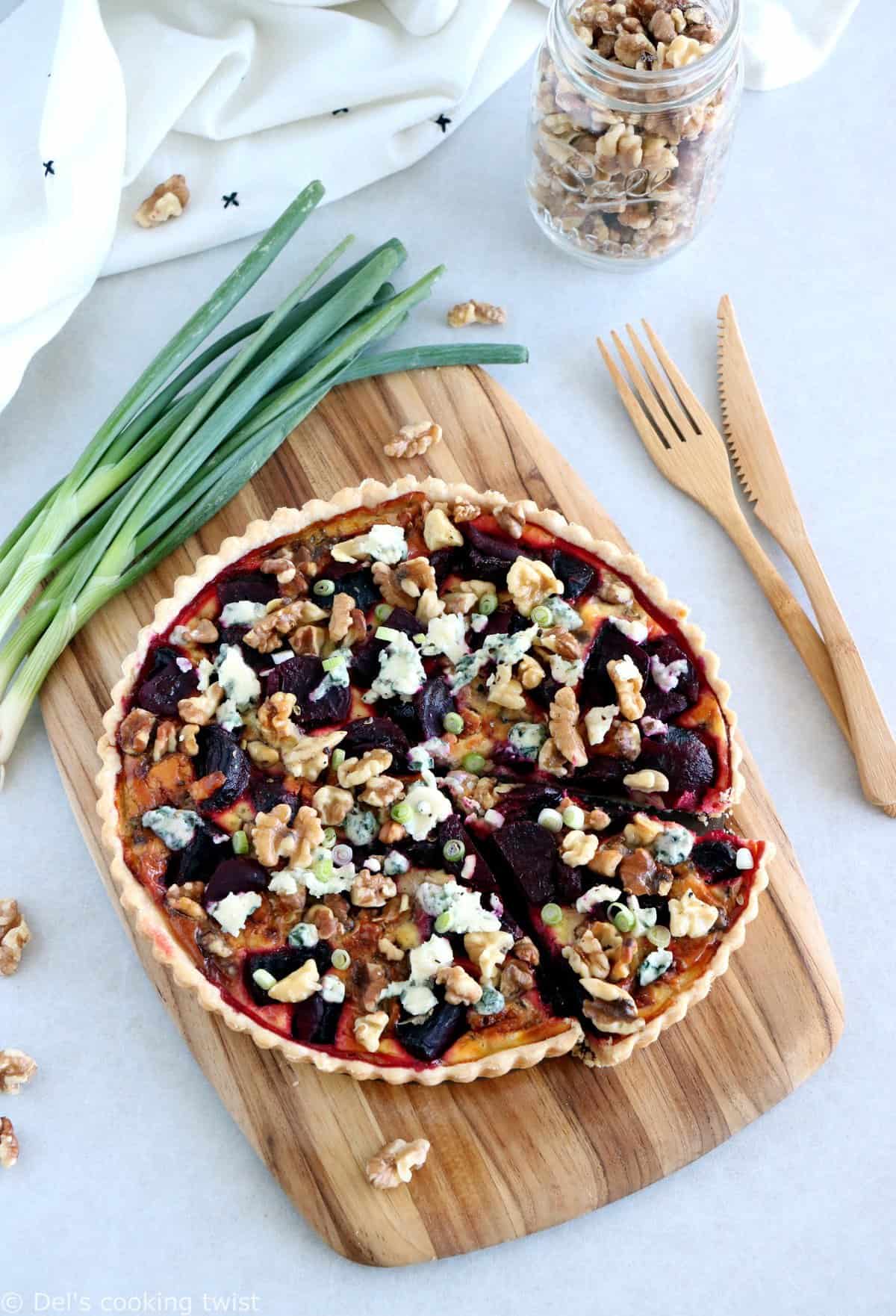 Beetroot Walnut and Blue Cheese Tart