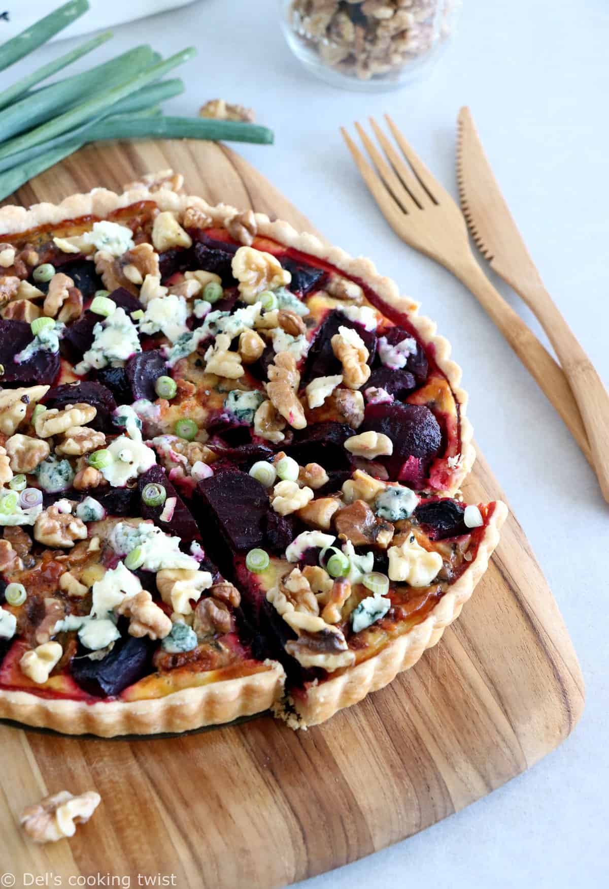 Beetroot Walnut and Blue Cheese Tart