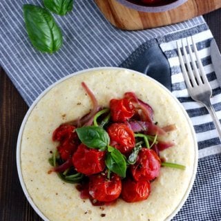 Roasted Tomato Spinach and Goat Cheese Polenta