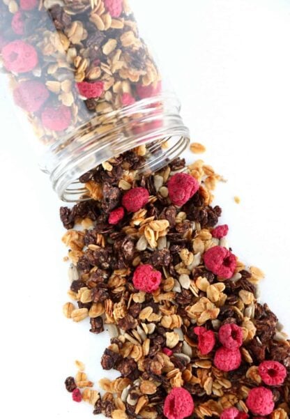 Sugar-Free Cocoa Raspberry Granola