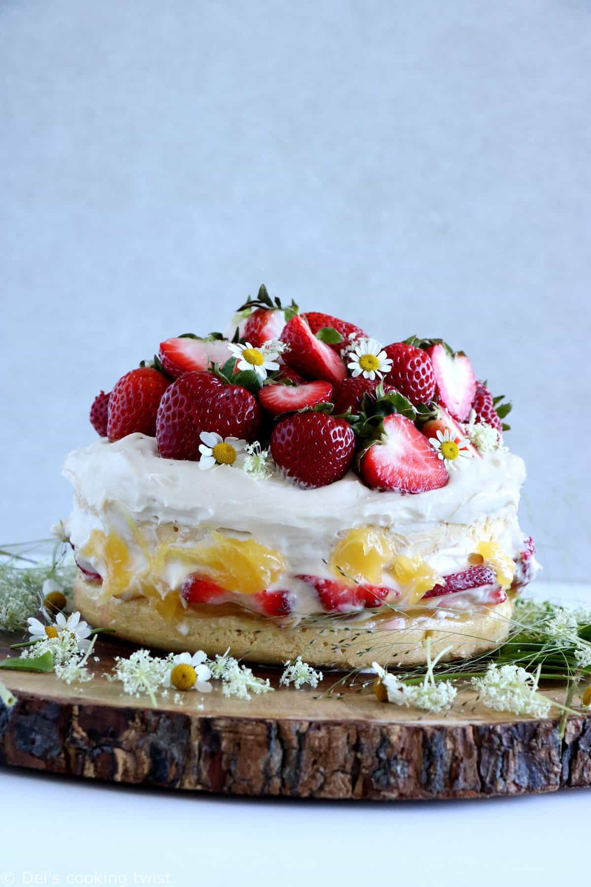 Gâteau suédois de Midsommar aux fraises (Midsommartårta)