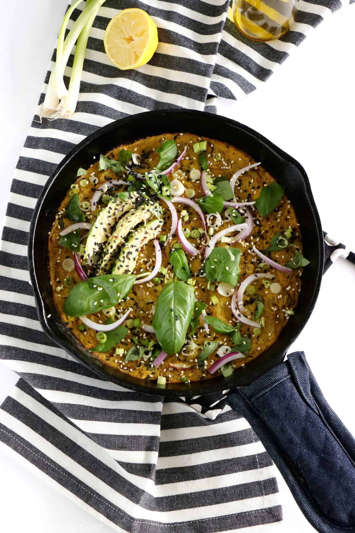 Vegan Red Onion and Zucchini Frittata