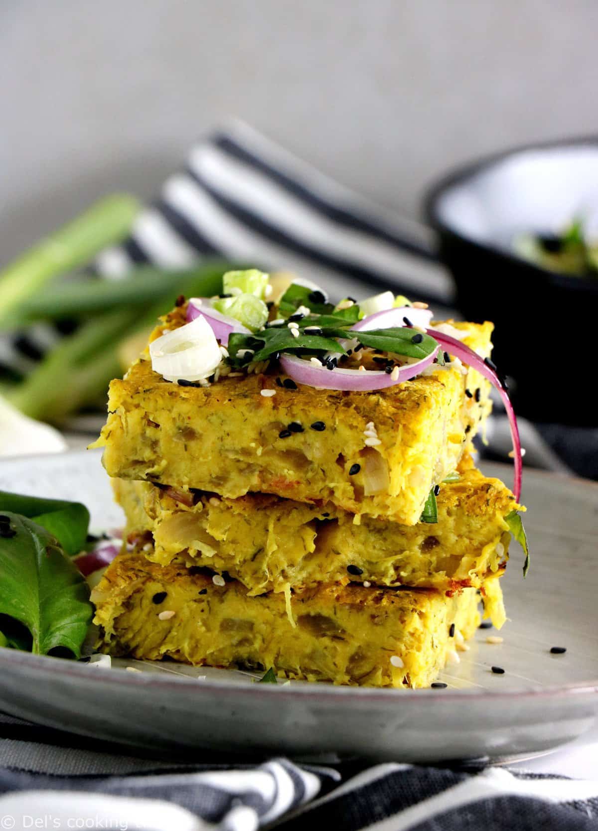 Vegan Red Onion and Zucchini Frittata