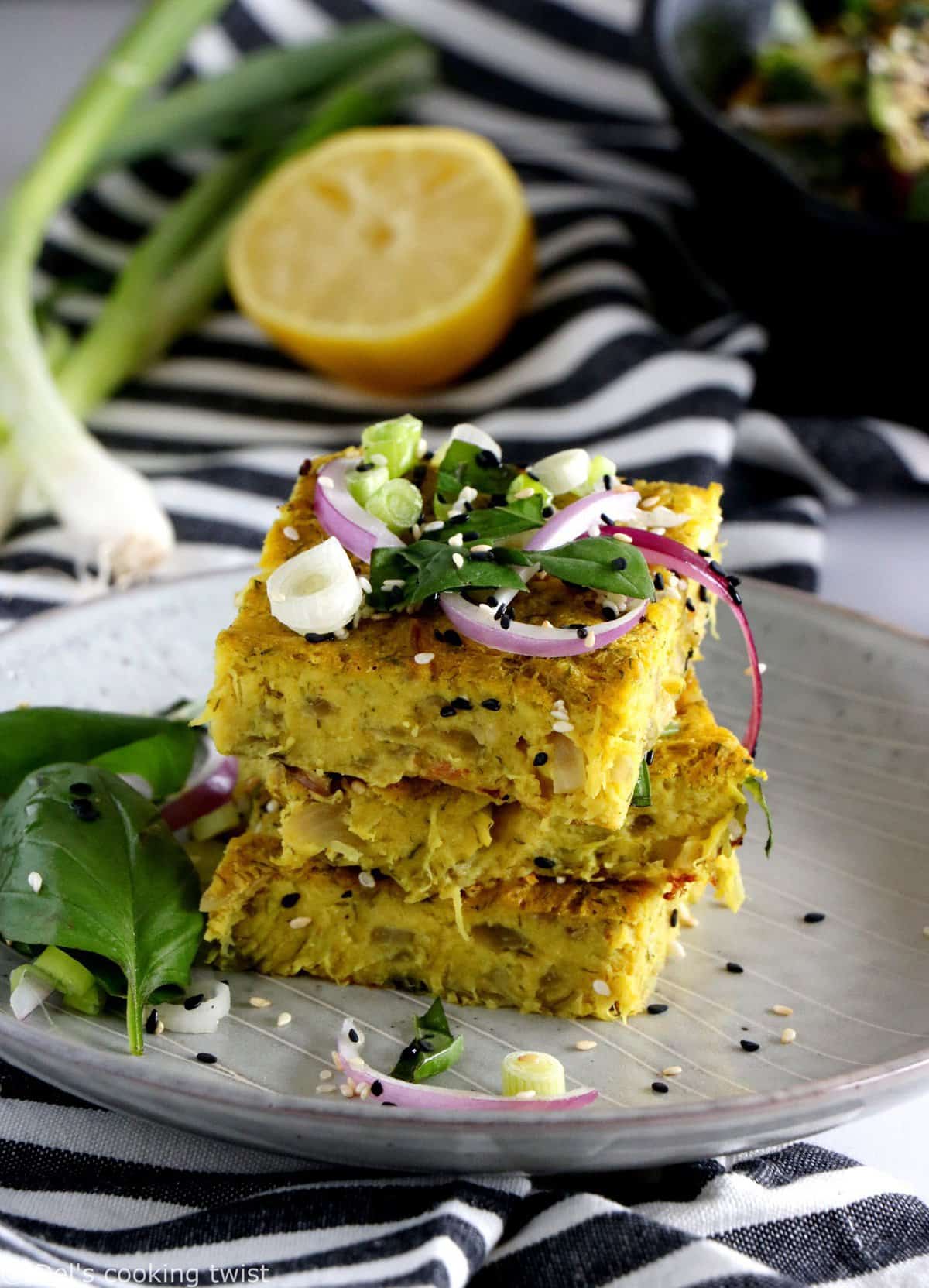 Vegan Red Onion and Zucchini Frittata