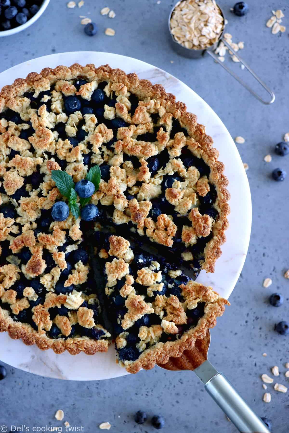 Tarte à l'avoine et aux myrtilles (sans gluten)