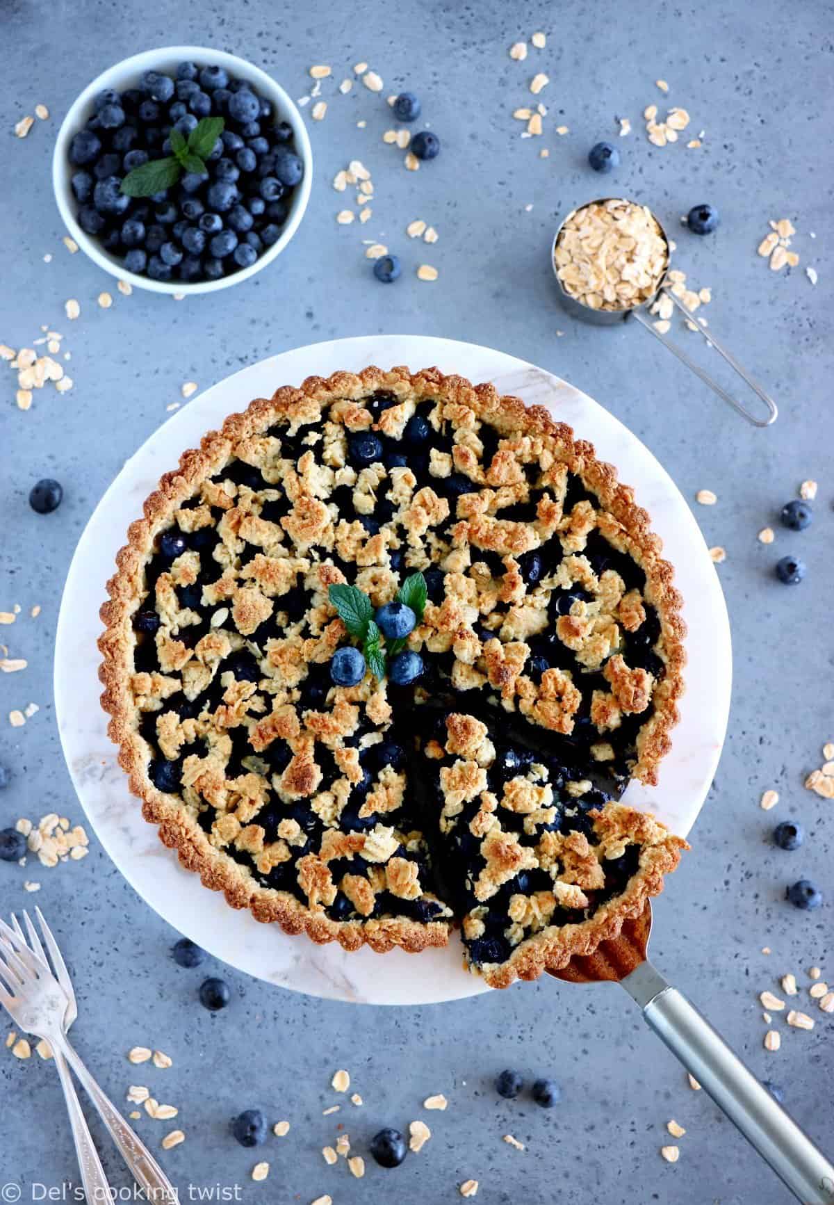 Tarte à l'avoine et aux myrtilles (sans gluten)