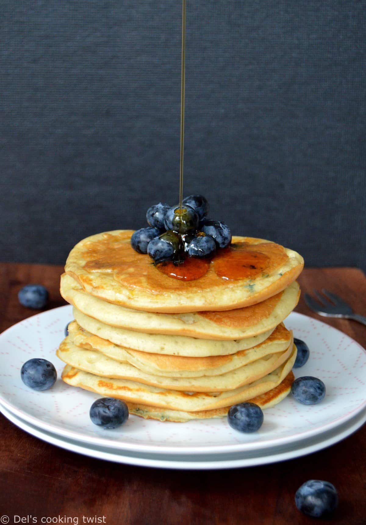 Fluffy Greek Yogurt Blueberry Pancakes