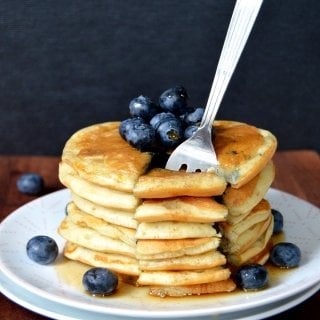 Fluffy Greek Yogurt Blueberry Pancakes