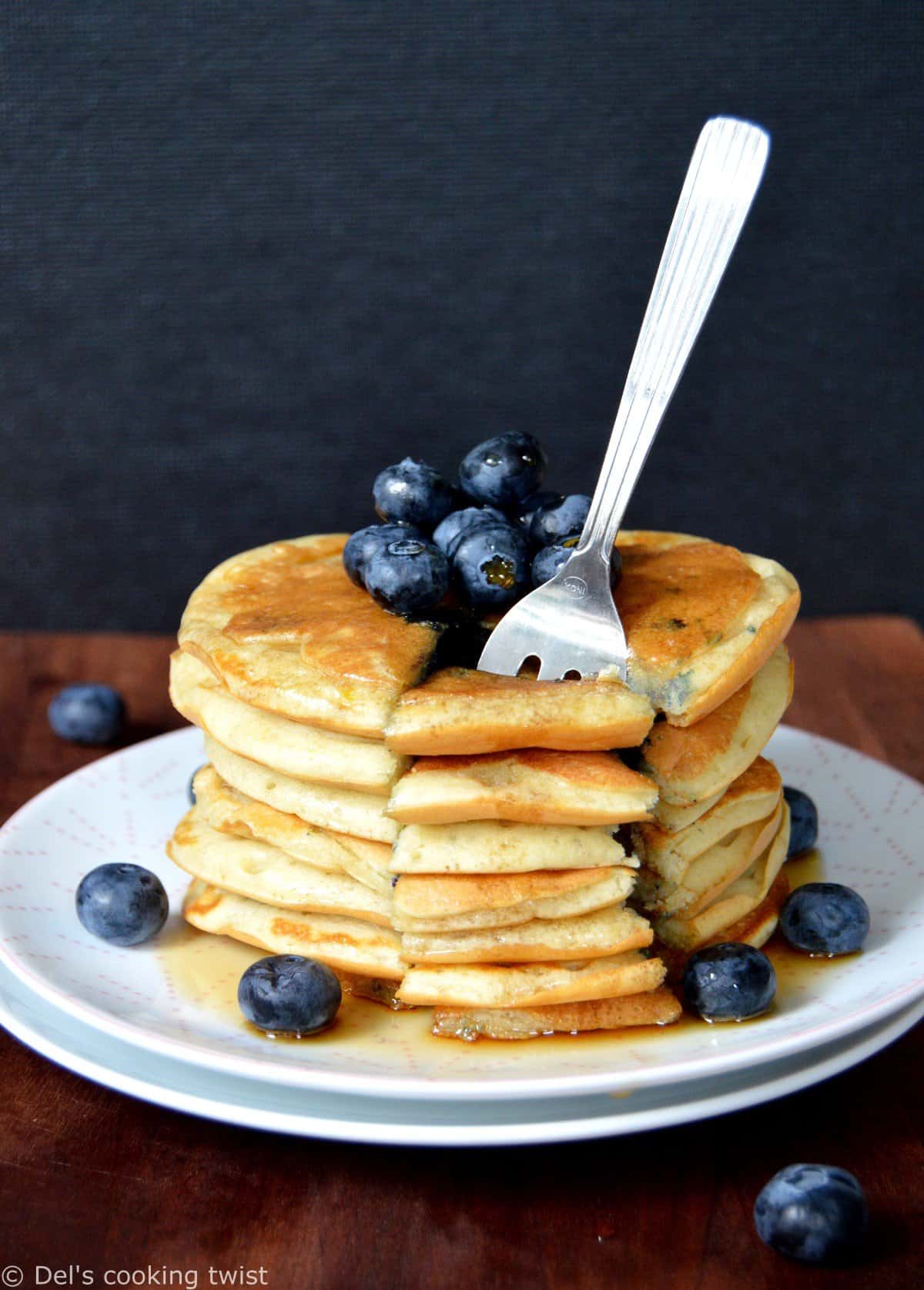 Fluffy Greek Yogurt Blueberry Pancakes