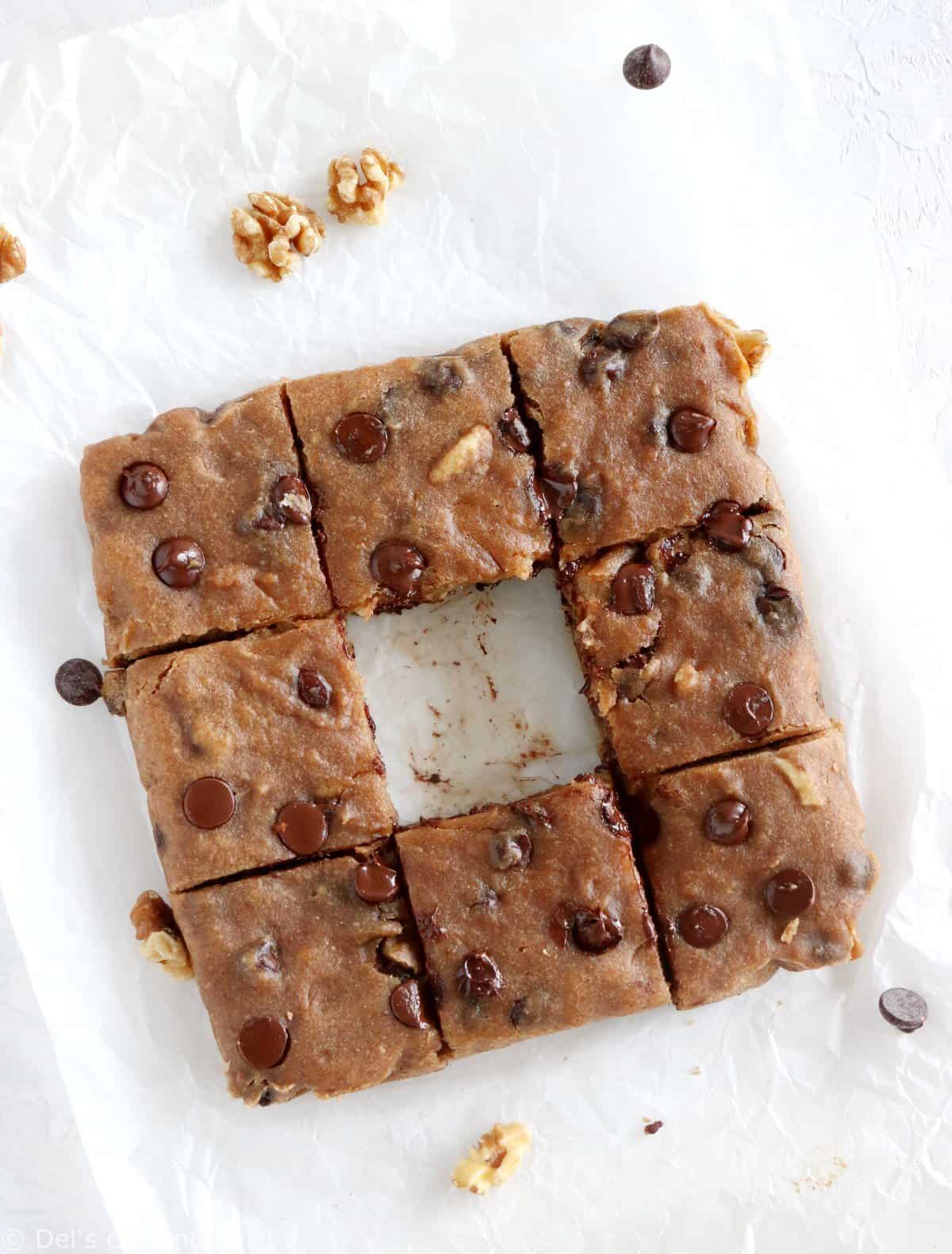 Healthy Vegan Chocolate Chip Blondies