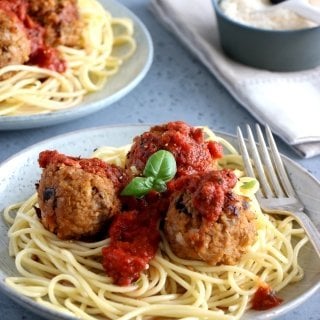 Vegetarian Eggplant Meatballs with Kamut Spaghetti