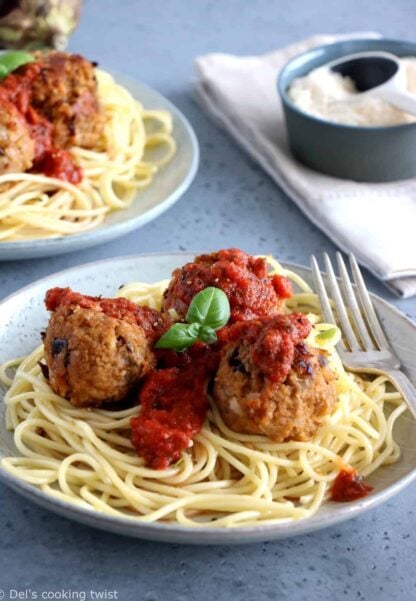 Vegetarian Eggplant Meatballs with Kamut Spaghetti